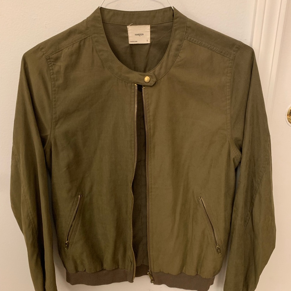 Francesca’s - Bomber Jacket - S - Army Green with Gold Detailing